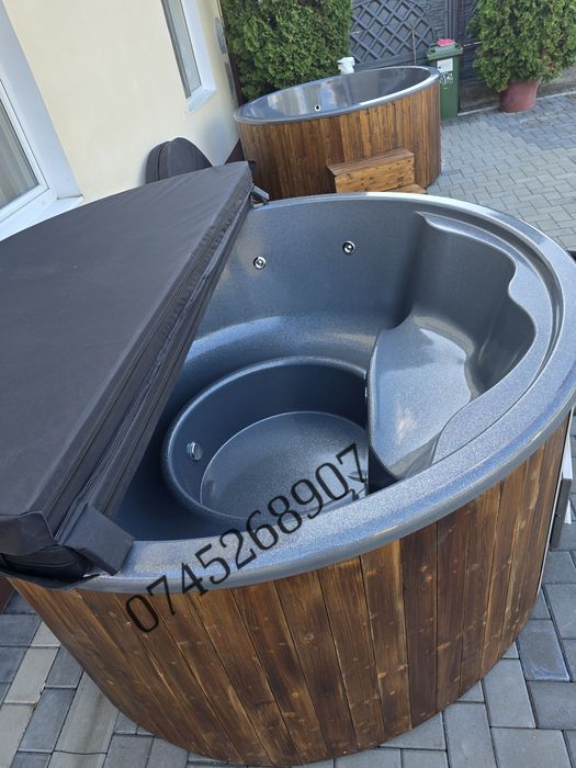 Ciubăr jacuzzi cu hidromasaj si soba integrata 8 pers