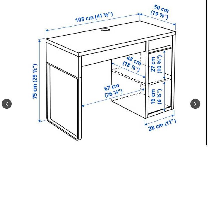 MICKE Birou, alb, 105x50 cm (IKEA) utilizat