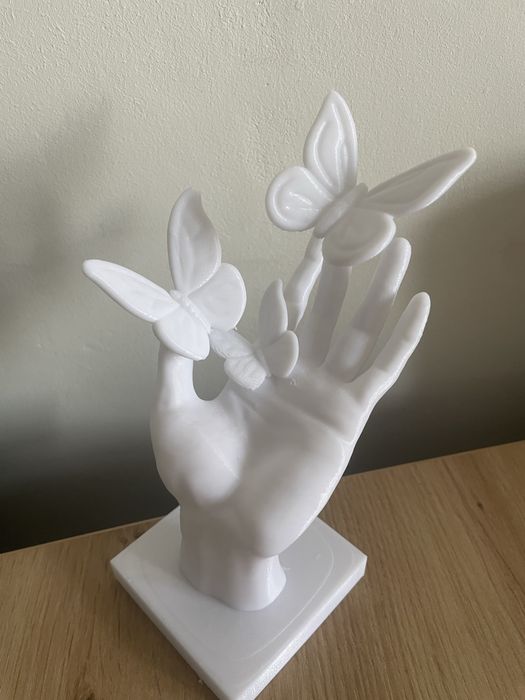 Decor mână cu fluturi 3D - Alb