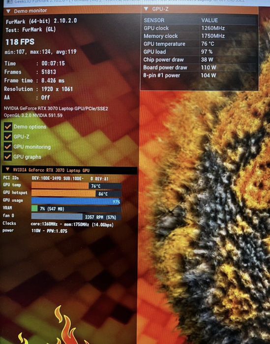 Видеокарта rtx 3070m (laptop) 8gb