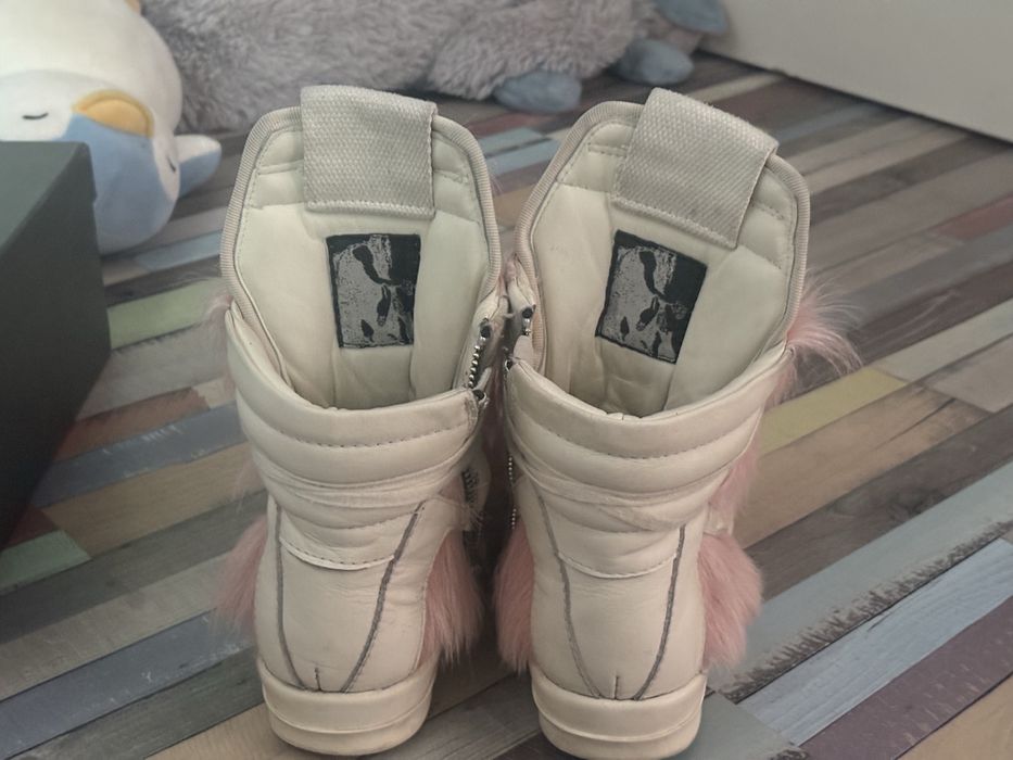 rick owens geobaskets fur pink