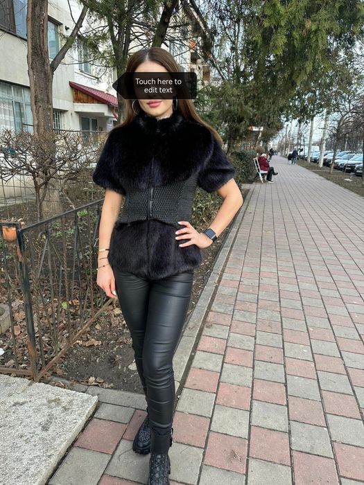 Vesta dama  cu blanita și  piele ecologica