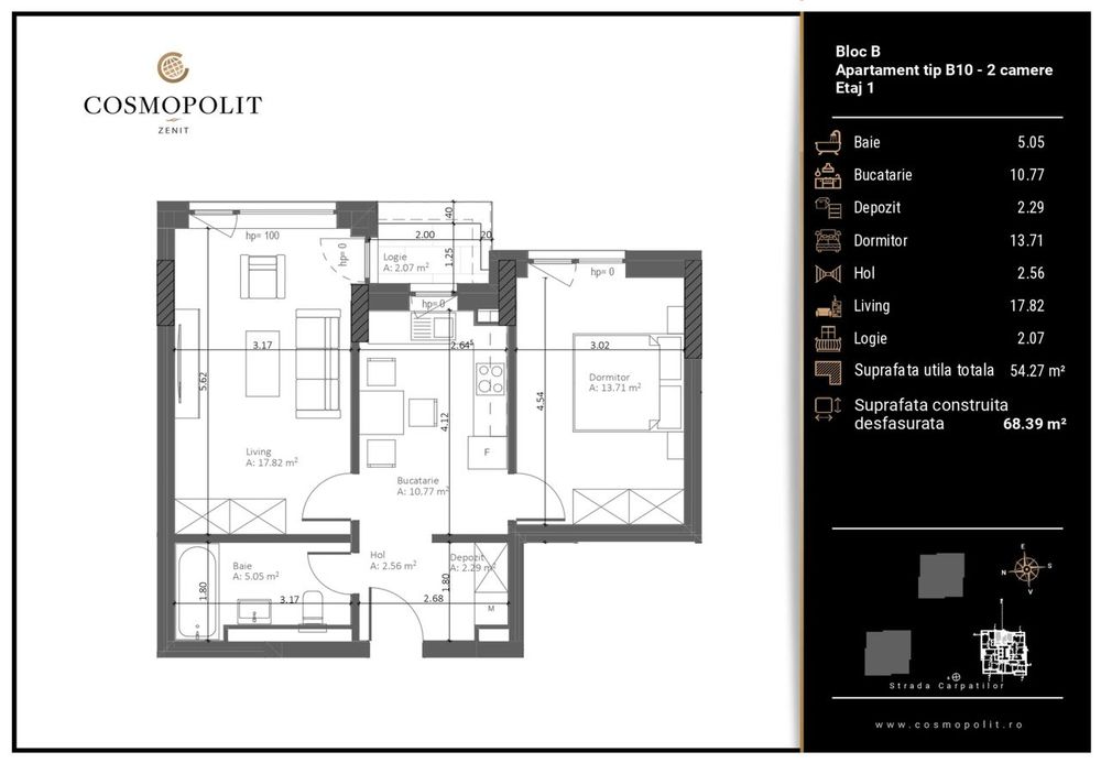 Zenit - 2 camere, etaj 1, bloc B