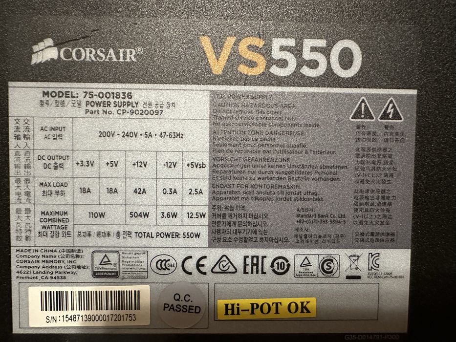 Sursa (psu) Corsair VS550 550W, PFC Activ