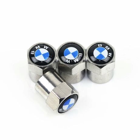 Set 4 Capacele Argintii/Negre/Ventil Valva Roata BMW/M Set 4 Capace