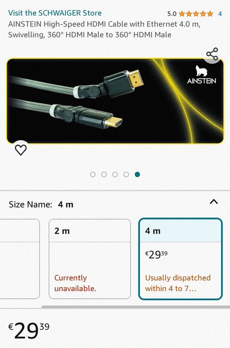 Cablu HDMi 4K UHD Ready high-speed cu Ethernet -360°-4m (noi sigilate)