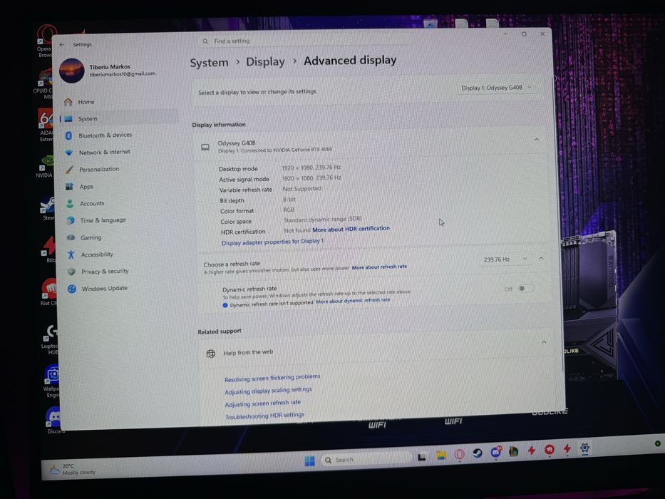 Monitor Samsung Odyssey G4 27” 240hz