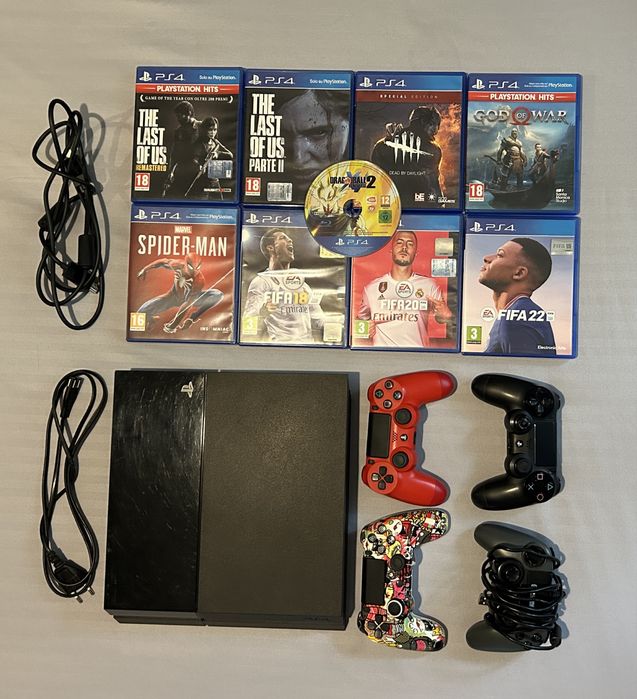 Consolă PS4 500GB + 4 manete + 9 jocuri