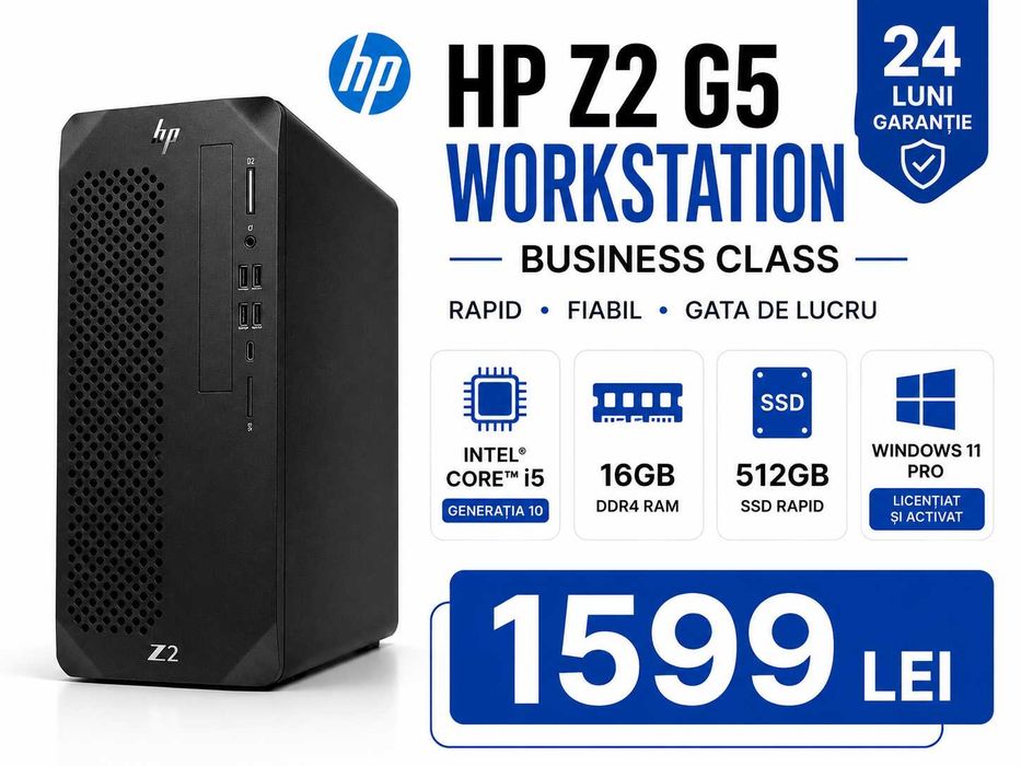 HP Z2 G5 Workstation i5 Gen10 16GB SSD 512GB Win11 Pro Garantie 2 ani