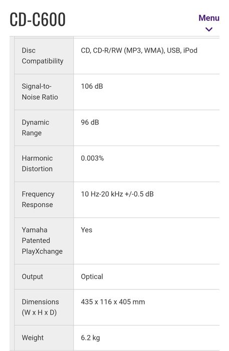 Yamaha cd player / 5 disc changer CD-C 600