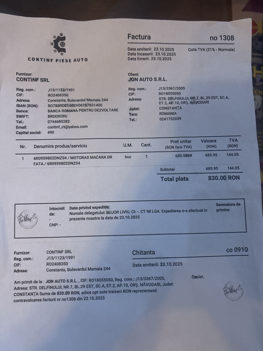 VW Polo Motoras macara geam portiera dreapta fata