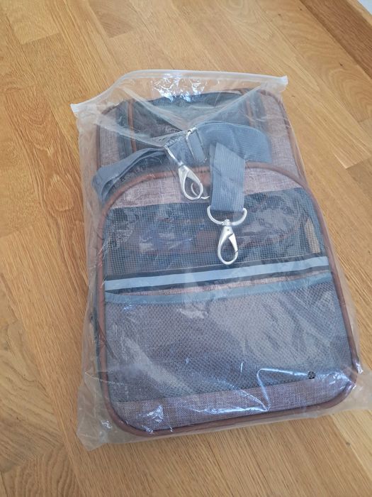 Geanta pentru animale de companie, de mana, 46x26x28 cm, roz deschis