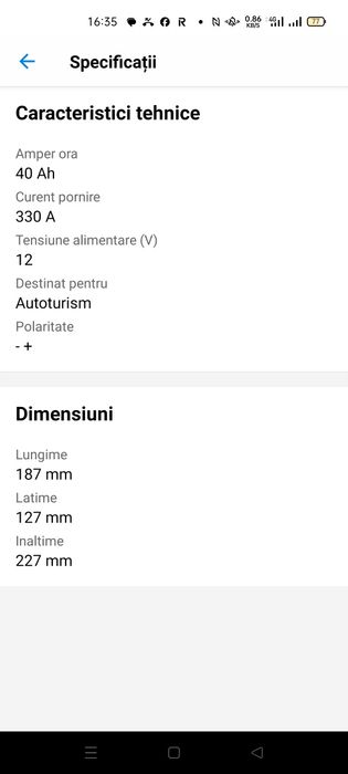 Baterie acumulator auto Varta 40 ah , garanție !