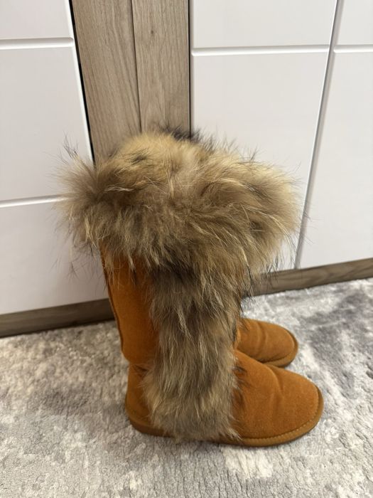 Апрески от велур с много топъл пух и косъм от лисица