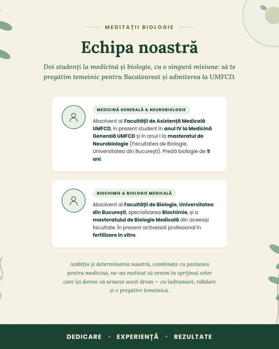 Meditații la Biologie — Bacalaureat & Admitere UMFCD