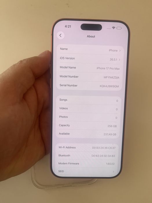Iphone 17pro max 256GB 100% bat 5 цикли