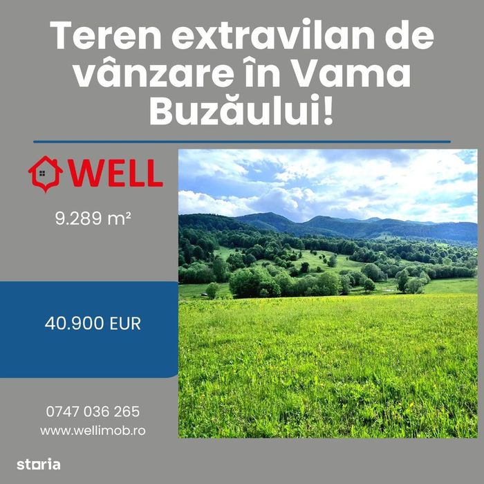 Teren extravilan de vânzare în Vama Buzăului!