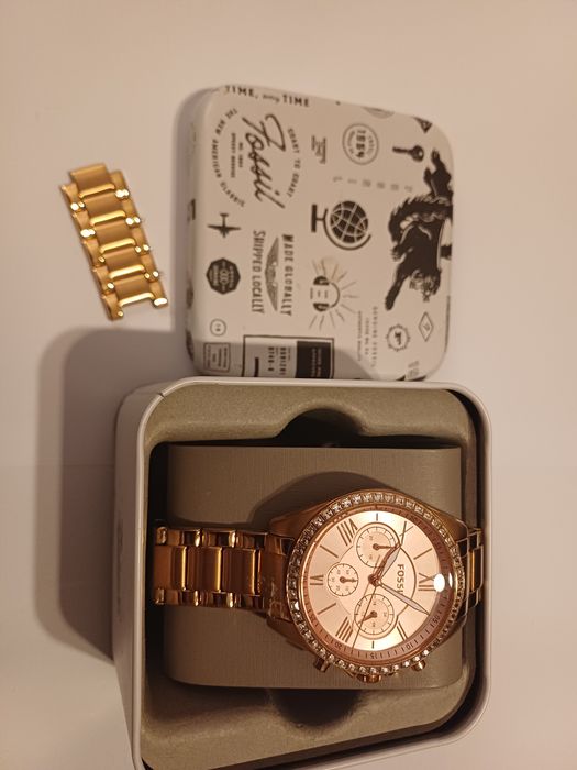 Ceas Dama Fossil Original BQ1774 Rose Gold / Daurat - Cronograf - Cutie