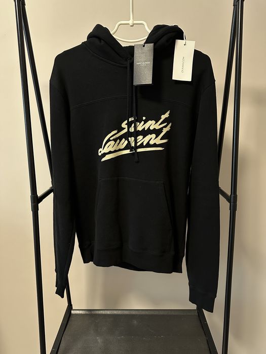 Saint Laurent 50s Signature Logo Graphic Hoodie суичър в черен цвят unisex