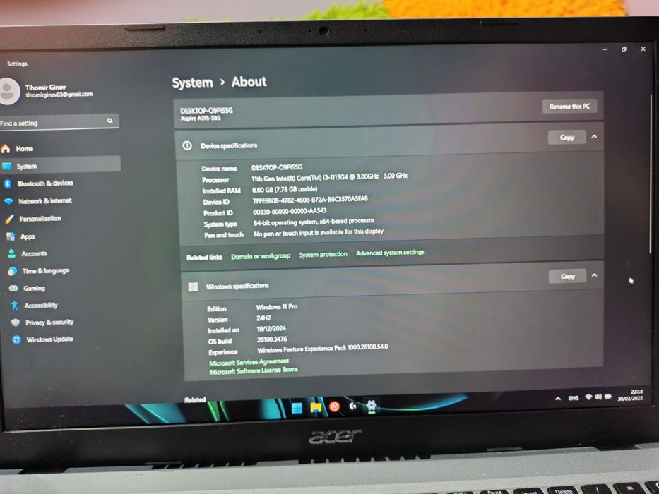 Лаптоп Acer Aspire 3