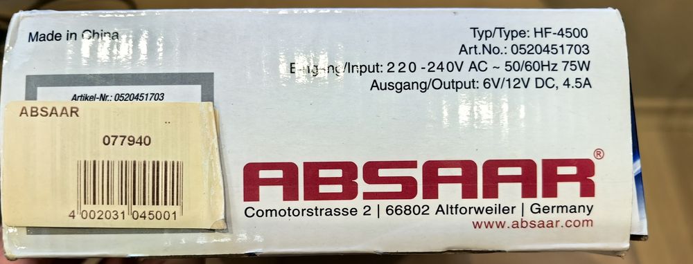 ABSAAR Зарядно За Автомобил 6v-12v