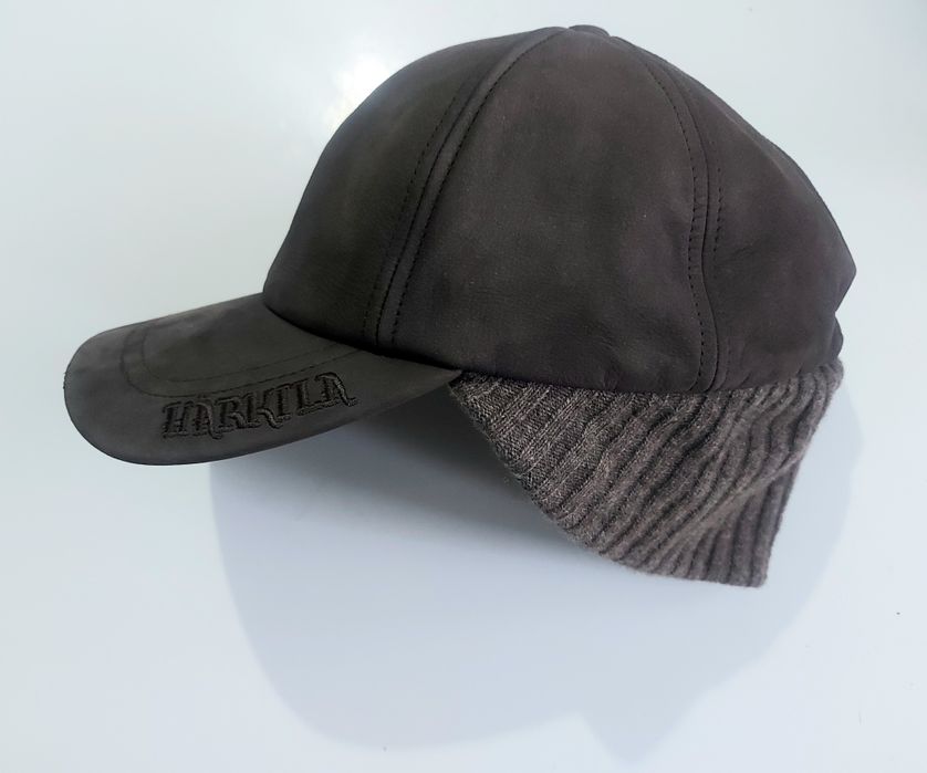 Harkila шапка с козирка. Кожа и вълна. Тип ушанка. 58-62см. Като нова