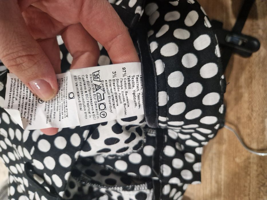 Lucy Fashion - Елегантен панталон на точки черно с бяло