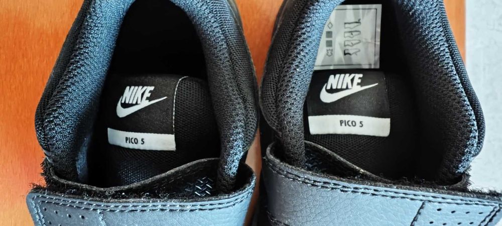 Nike, Кожени спортни обувки Pico 5 с велкро, Черен, 29.5 EU