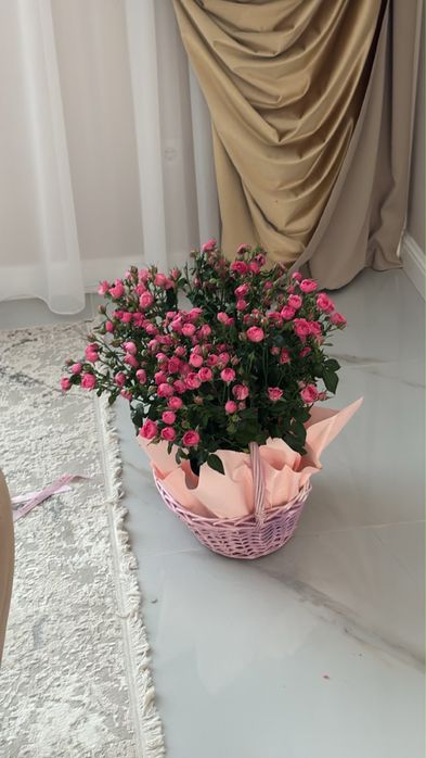 корзина цветы розывые