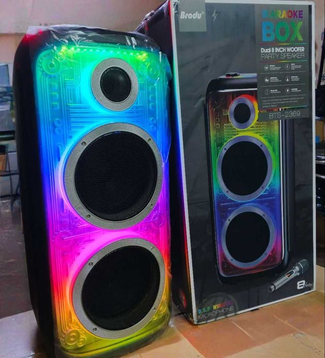 Нова Brodu 2370 Караоке тонколона Brodu 2х10” с безжичен 2 микрофона