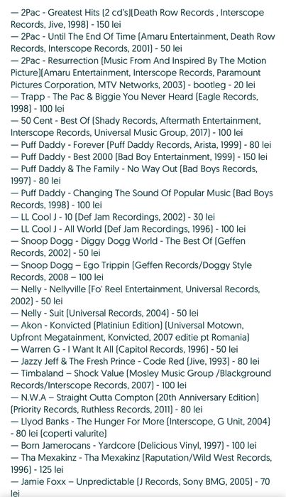 Pachet 1 - Lot 24 cd-uri rap/hip hop