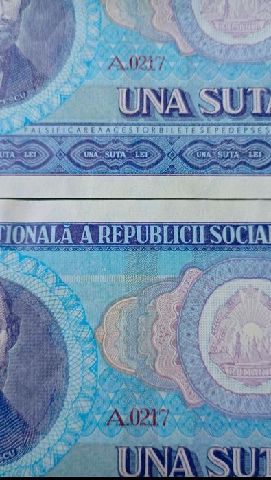 Bancnote 100 lei Nicolae Bălcescu, an 1966, noi, nefolosite, neinndoite, fără pete