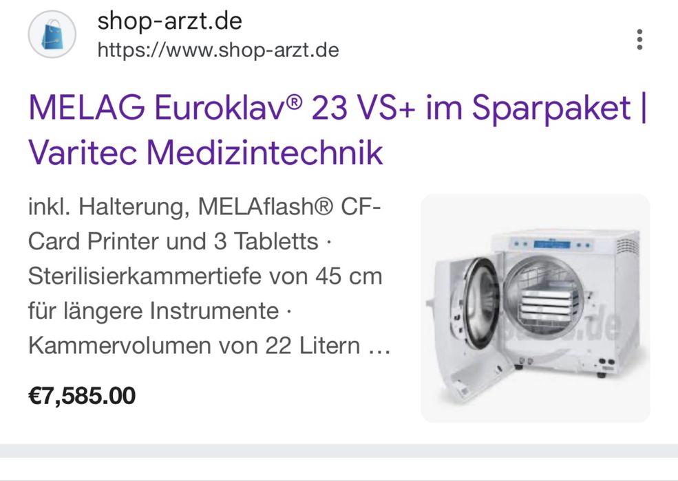 Autoclav sterilizator Melag 23 VS+ clinica stomatologie dental