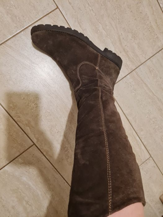 Cizme piele întoarsă maro