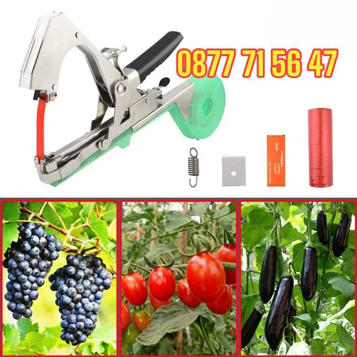 Клещи за връзване на лозя, домати, насаждения, цветя + Лента + Телчета