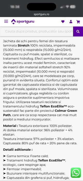 Geaca  ski Colmar M 38-40 Femei