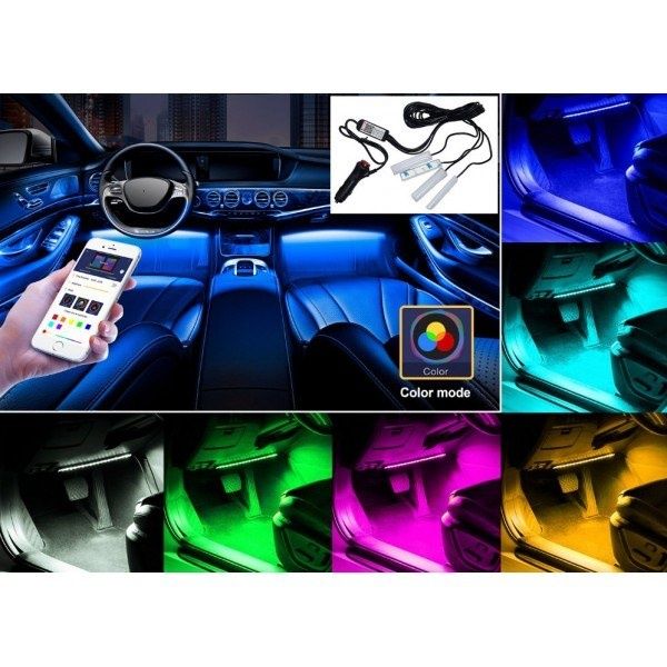 Промо! Интериорно лед осветление за кола, с блутут през телефона
