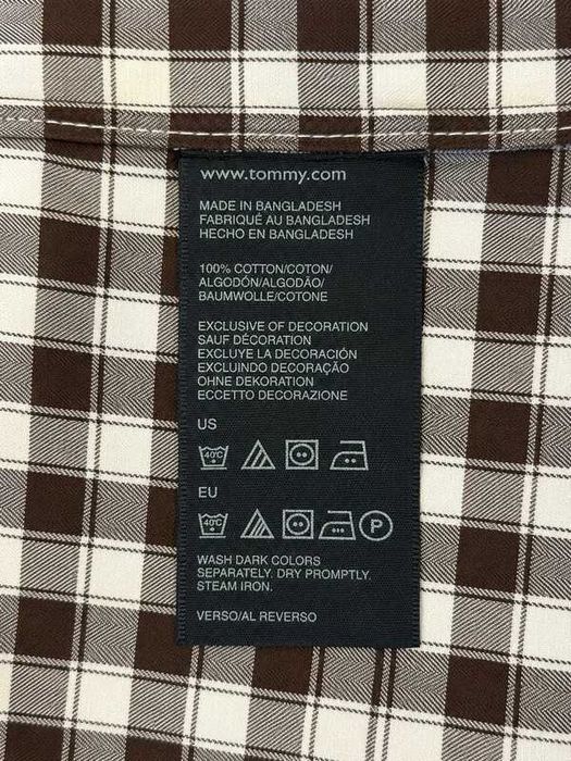 Cămașă Tommy Hilfiger 100% bumbac – carouri maro/alb – mărimea M