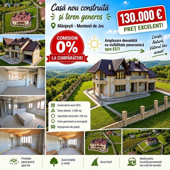 Casă spațioasă cu teren generos de 3.200 mp, VASLUI - MÎNJEȘTI;