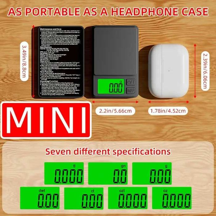 Cantar bijuterii capac negru 2 zecimale 0.01g - 1000g LCD Iluminat