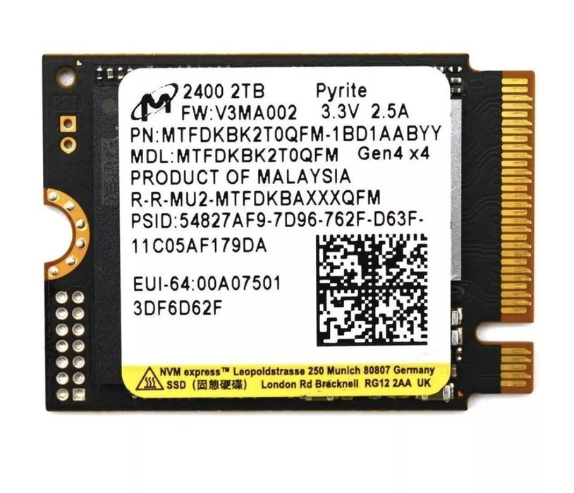 2TB NVMe M.2 2230 cu interfață PCIe 4.0 x4 NVMe