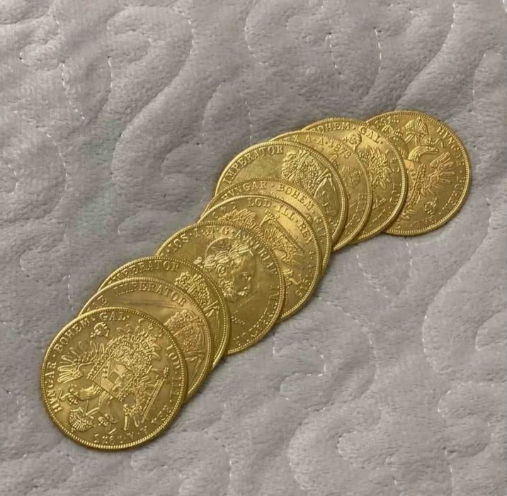 Vand monede placate cu aur de 24k frank iosif 4 ducat( ies la piatra/solutie)
