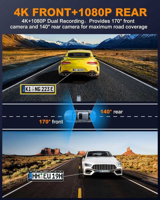 Видеорегистратор за автомобили, преден и заден, 5GHz ,WiFi