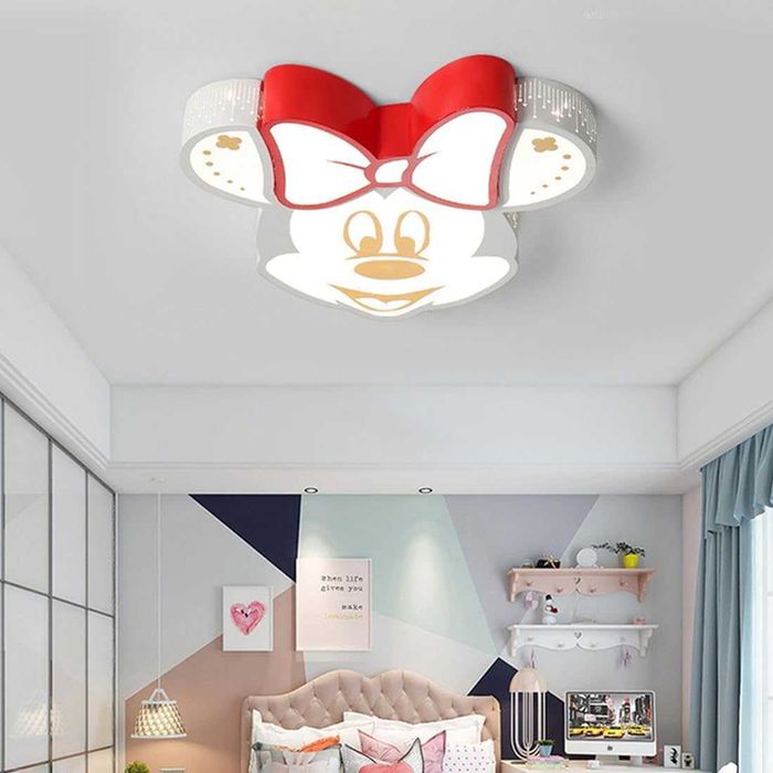 ЛЕД LED Детска таванна лампа полилей Мини Маус анимация дистанционно