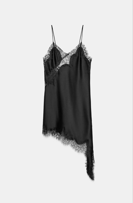 Сатенена рокля с дантела ZARA