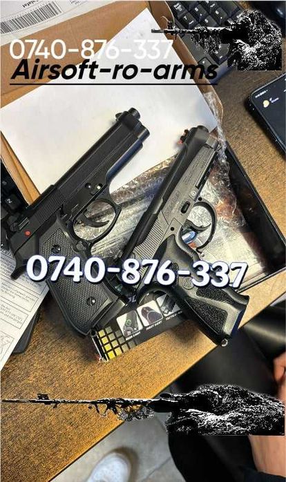 Super Pistol Airsoft Beretta Modificat l4,6j 215m.s 6mm Aer COMPRIMAT