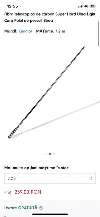 Undița ,varga pescuit 7.2 m ,6,2 m extrem de usoare