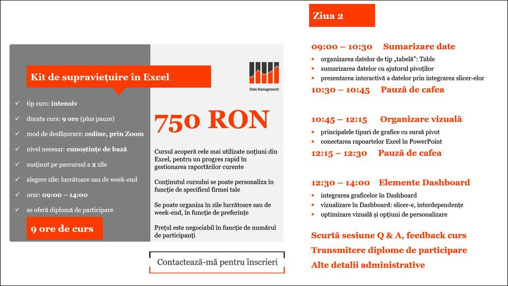 Consultanta Excel, meditatii Excel si curs Excel online de la 40 EUR