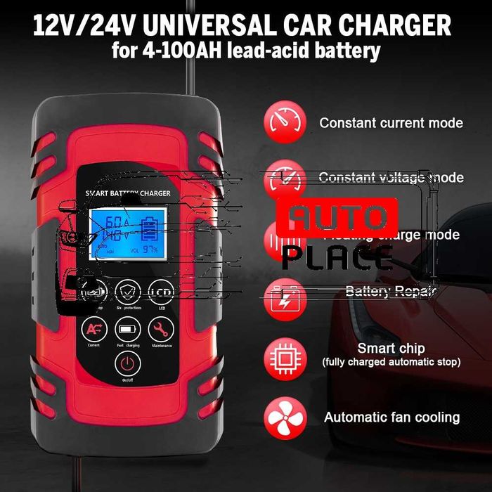 Смарт Зарядно 4AH - 100AH Smart Charger 12V/24V