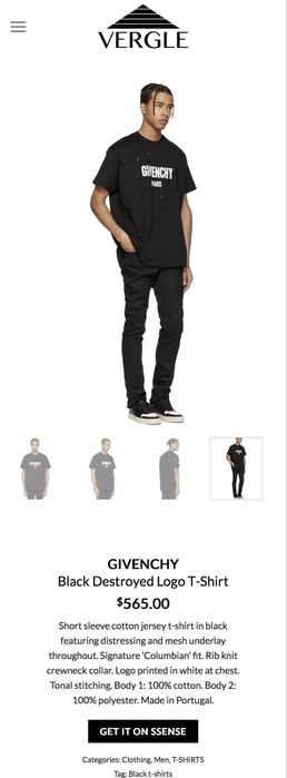 Givenchy Paris Black Destroyed Logo T-shirt